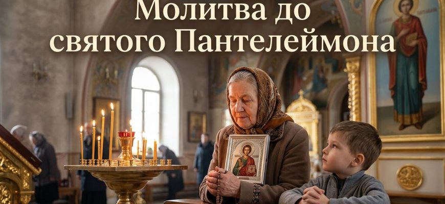 Ікона святого Пантелеймона з молитовним текстом
