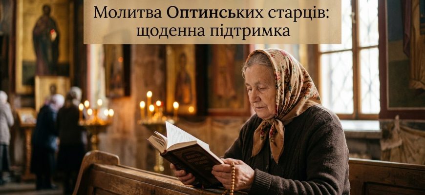 Молитва Оптинських старців на тлі свічки та старовинної книги