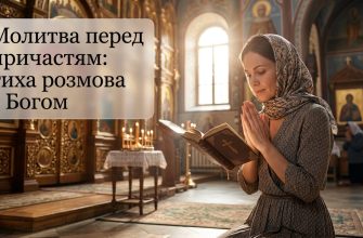 Людина молиться перед причастям зі свічкою в храмі