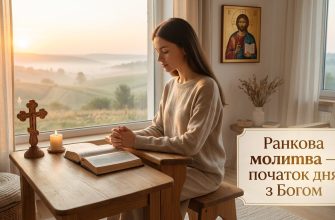 Людина молиться вранці біля вікна