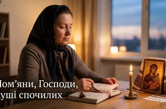 Вечірня молитва за померлих: свічка та молитовник на столі