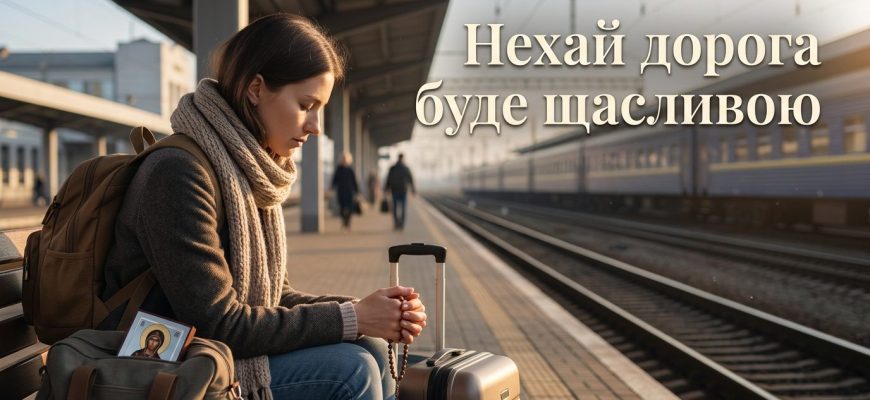 Людина складає руки в молитві перед далекою дорогою, на фоні розмитого шосе